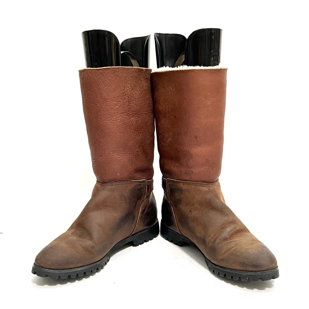Vintage Y2K women’s brown nubuck leather fleece lined buckle winter boots - Picture 5 of 9
